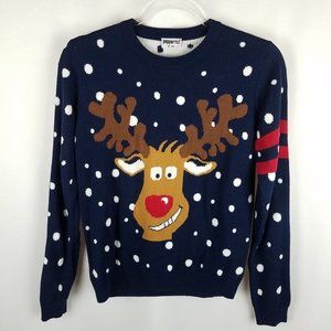 Pepperts sweater smiling Rudolph blue‎ knit(12-14y)